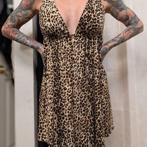 Leopard Print V-Neck Mini Dress